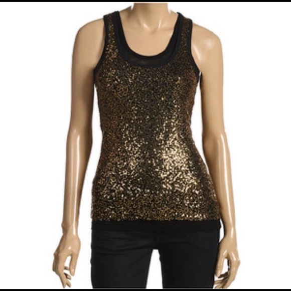 Forever 21 Tops Sequined Tank Top Gold Poshmark